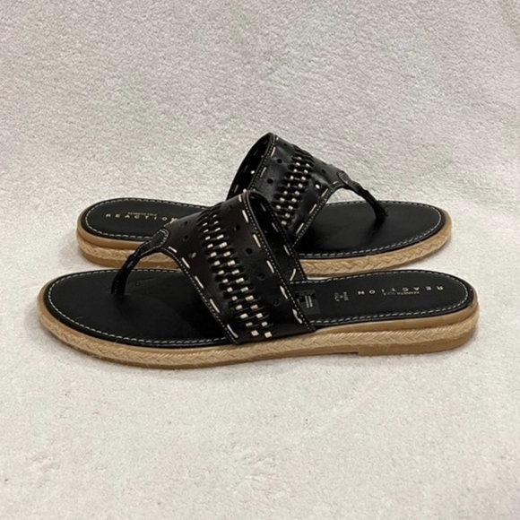 Kenneth Cole Reaction NWT Black Italian Leather Espadrille Sandals, 11 - Picture 2 of 7